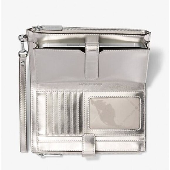 New Michael Kors Jet Set Travel Large Embellished Logo Wristlet Black - Picture 2 of 3